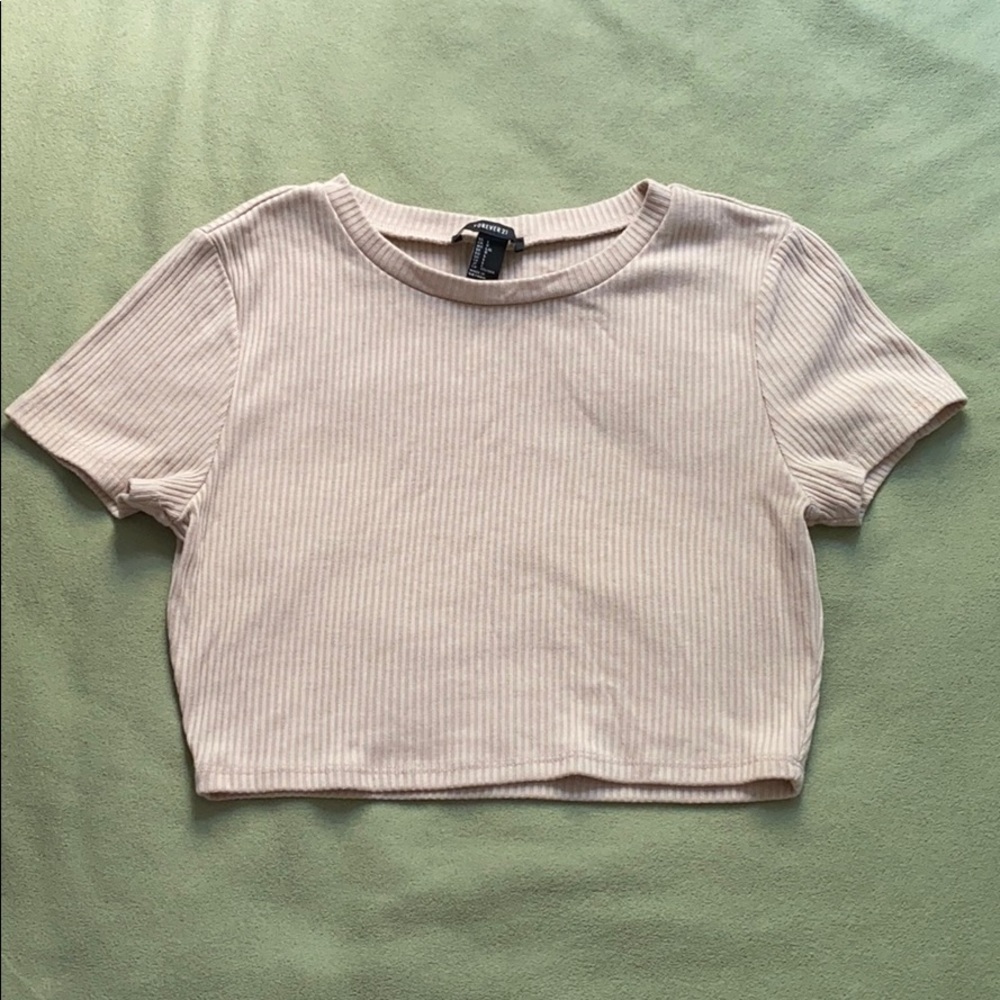 Tan ribbed crop top
